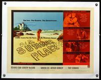 1s028 SUMMER PLACE linen half-sheet poster '59 Sandra Dee & Troy Donahue in young lovers classic!