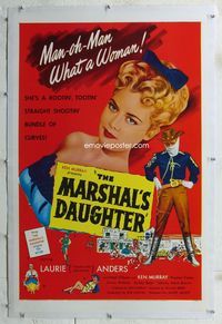 1s267 MARSHAL'S DAUGHTER linen one-sheet '53 man-oh-man, sexy Laurie Anders is a bundle of curves!