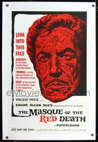 1s268 MASQUE OF THE RED DEATH linen 1sheet '64 cool montage art of Vincent Price by Reynold Brown!