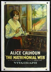 1s269 MATRIMONIAL WEB linen 1sh '21 stone litho art of Alice Calhoun on island with wireless radio!