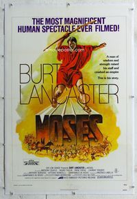 1s278 MOSES linen one-sheet '76 Burt Lancaster was a man of wisdom & strength who crushed an empire!
