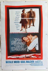 1s094 BOMBERS B-52 linen one-sheet poster '57 sexy Natalie Wood & Karl Malden, No Sleep Till Dawn!