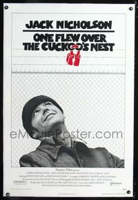 1s295 ONE FLEW OVER THE CUCKOO'S NEST linen one-sheet '75 Jack Nicholson, Milos Forman classic!