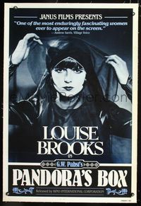 1s305 PANDORA'S BOX linen one-sheet R82 great close portrait of sexy Louise Brooks, G.W. Pabst