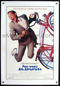 1s307 PEE-WEE'S BIG ADVENTURE linen 1sh '85 Tim Burton, best image of Paul Reubens & beloved bike!