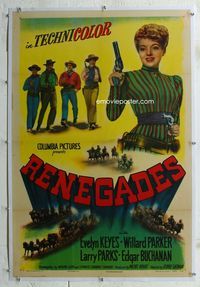 1s325 RENEGADES linen style A 1sheet '46 close up of sexy Evelyn Keyes with her guns in her hands!