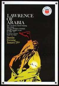 1s009 LAWRENCE OF ARABIA linen teaser TV poster R73 David Lean, different art of Peter O'Toole!