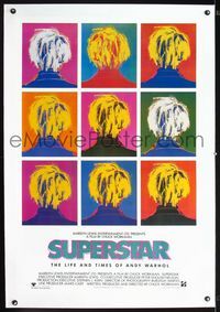 1s374 SUPERSTAR: THE LIFE & TIMES OF ANDY WARHOL linen one-sheet movie poster '91 cool artwork!