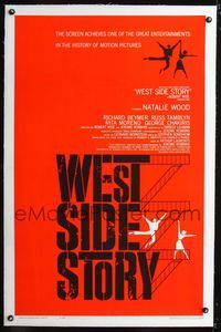 1s422 WEST SIDE STORY linen pre-Awards one-sheet '61 classic musical, wonderful artwork!