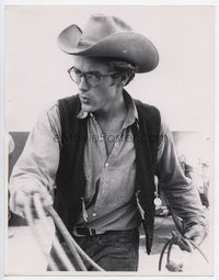 1t058 GIANT deluxe candid 11x14 still '56 cowboy James Dean on set wearing glasses by Sanford Roth!