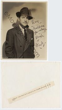 1t014 RACKET MAN signed 8x10 movie still '43 by Douglas Fowley in hat & trench coat to Ray Campi!