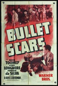 1t004 BULLET SCARS signed one-sheet movie poster '42 by Regis Toomey to Ray Campi in 1984!