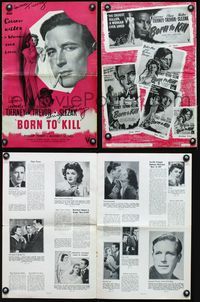 1t003 BORN TO KILL signed movie pressbook '46 by Lawrence Tierney, classic tough guy film noir!