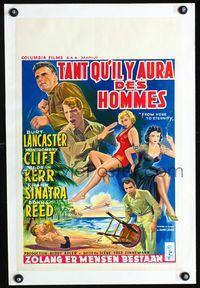 1u199 FROM HERE TO ETERNITY linen Belgian '53 art of Lancaster, Kerr, Sinatra, Donna Reed & Clift!