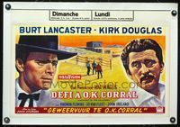 1u200 GUNFIGHT AT THE O.K. CORRAL linen Belgian '57 different art of Burt Lancaster & Kirk Douglas!
