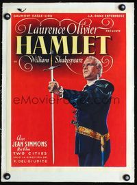 1u201 HAMLET linen Belgian '48 different art of Laurence Olivier in William Shakespeare's classic!
