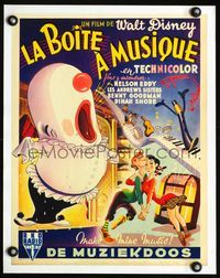 1u208 MAKE MINE MUSIC linen Belgian '46 Walt Disney, great completely different cartoon artwork!