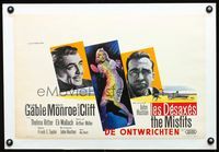 1u209 MISFITS linen Belgian '61 Clark Gable, sexy Marilyn Monroe, Montgomery Clift, John Huston