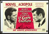 1u222 SWEET SMELL OF SUCCESS linen Belgian '57 art of Burt Lancaster glaring at smoking Tony Curtis!