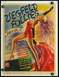 1u225 ZIEGFELD FOLLIES linen Belgian '45 best full-length artwork of sexiest showgirl Lucille Ball!