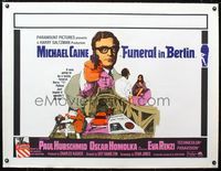 1u013 FUNERAL IN BERLIN linen British quad '67 cool art of Michael Caine, directed by Guy Hamilton!