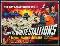 1u016 MIRACLE OF THE WHITE STALLIONS linen British quad '63 art of the Flight of the White Stallions