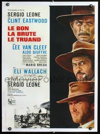 1u081 GOOD, THE BAD & THE UGLY linen French 23x30 R70s Clint Eastwood, Lee Van Cleef, Sergio Leone