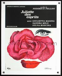 1u083 JULIET OF THE SPIRITS linen French 23x32 '65 Federico Fellini, differnet art of girl & rose!
