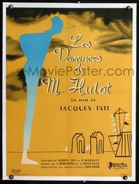 1u084 MR. HULOT'S HOLIDAY French 23x30 R50s cool different art of Jacques Tati by P. Etaix!