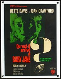 1u086 WHAT EVER HAPPENED TO BABY JANE? linen French 23x32 poster '62 scariest images of Bette Davis!