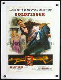 1u090 GOLDFINGER linen French 15x21 R70s cool different art of Sean Connery as James Bond by Mascii!