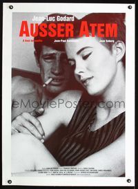 1u101 BREATHLESS linen German poster R00 Jean-Luc Godard's A Bout de Souffle, Jean Seberg, Belmondo