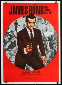 1u104 DR. NO linen German R70s great different image of Sean Connery as James Bond pointing gun!