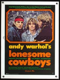 1u105 LONESOME COWBOYS linen German movie poster '68 Andy Warhol surreal western, Joe Dallesandro