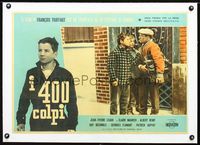 1u064 400 BLOWS linen Italian photobusta '59 Francois Truffaut, 2 images of Jean-Pierre Leaud!