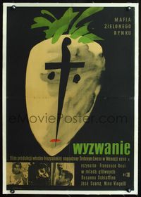 1u121 CHALLENGE linen Polish 23x33 '60 Francesco Rosi's La Sfida, cool turnip art by J. Cherka!