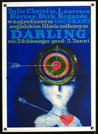 1u124 DARLING linen Polish 23x33 '65 Julie Christie, John Schlesinger, cool archery art by Baczewska