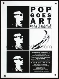 1u095 POP GOES ART linen German art show & film festival poster '90 Andy Warhol & Velvet Underground
