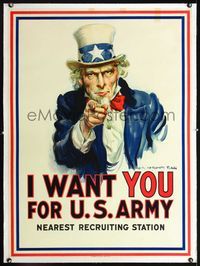 1u001 I WANT YOU FOR U.S. ARMY linen WWI war poster '17 art of Uncle Sam by James Montgomery Flagg!