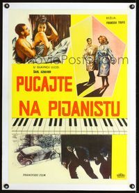 1u037 SHOOT THE PIANO PLAYER linen Yugoslavian poster '60 Francois Truffaut's Tirez sur le pianiste!