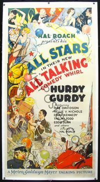 1v103 HURDY GURDY linen 3sh '29 Hal Roach all-star comedy, great art of Thelma Todd & many others!
