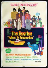 1v040 YELLOW SUBMARINE linen 40x60 '68 Beatles, cool psychedelic art, it's all in the mind, y'know!