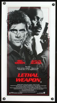 1v010 LETHAL WEAPON Aust daybill '87 great close image of cop partners Mel Gibson & Danny Glover!