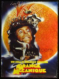 1v064 CLOCKWORK ORANGE linen French one-panel poster R82 Stanley Kubrick classic, wild orange image!