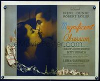 1v125 MAGNIFICENT OBSESSION half-sheet '35 great romantic image of Irene Dunne & Robert Taylor!