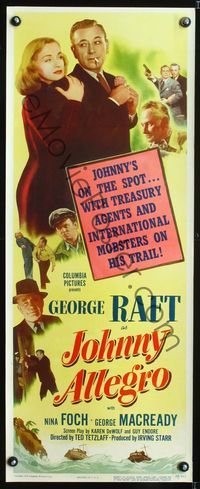 1v172 JOHNNY ALLEGRO insert '49 George Raft & sexy Nina Foch have T-men & mobsters on their trail!