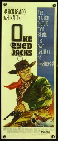 1v179 ONE EYED JACKS insert movie poster '61 great artwork of star & director Marlon Brando!