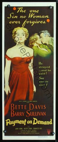 1v181 PAYMENT ON DEMAND insert '51 classic art of Bette Davis, the one sin no woman ever forgives!