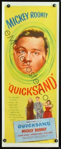 1v183 QUICKSAND insert movie poster '50 cool headshot artwork of Mickey Rooney, Irving Pichel