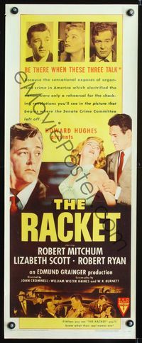 1v184 RACKET insert movie poster '51 sexy Lizabeth Scott, Robert Mitchum, Robert Ryan